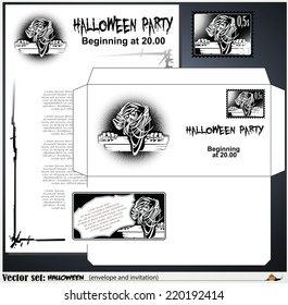 Vector envelope and an invitation to a party celebrating Halloween 