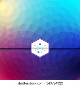 Vector envelope for invitations or congratulations. Abstract round pattern. Multicolored polygons. Place for your text.