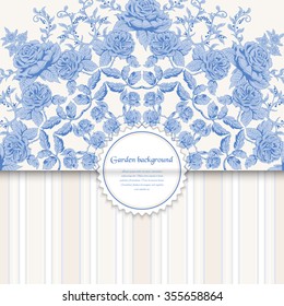 Vector envelope for invitations or congratulations. Round pattern in vintage style and place for your text. Striped backdrop. 