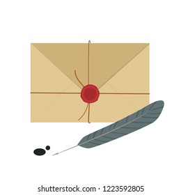 Vector envelope. kraft envelope isolated on a background. 