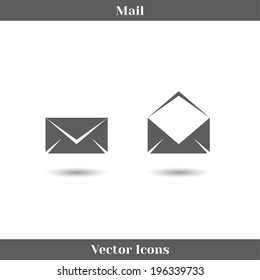 Vector Envelope Mail Icons Isolated on White Background. Flat Design Style.