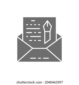 Vector envelope, novel, freehand letter grey icon.