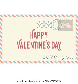 Vector envelope with text "happy valentine's day"