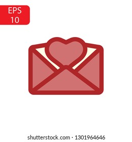 Vector Envelope with Valentine Heart Graphic