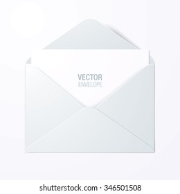Vector envelope. White opened envelope laying on a surface.