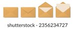 Vector Envelopes with Blank Letter. Folded, Unfolded Isolated Envelope Set. Design Template. Message, Notification, Mailing, Surprise and Congratulations Concept