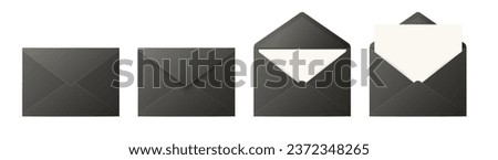 Vector Envelopes with Blank Letter. Folded, Unfolded Isolated Envelope Set. Design Template. Message, Notification, Mailing, Surprise and Congratulations Concept