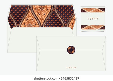 vector envelopes template with batik vintage geometric frames