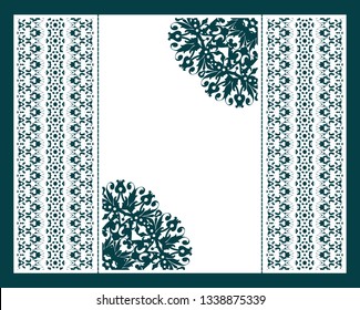 Vector envelopes for wedding invitation with laser cut pattern. Mandala, layout, design, Eastern, ethnic style wedding invitations. Collection envelopes for laser cutting mandala