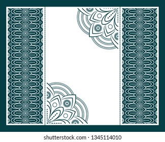 Vector envelopes for wedding invitation with laser cut pattern. Mandala, layout, design, Eastern, ethnic style wedding invitations. Collection envelopes for laser cutting mandala