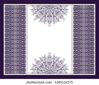 Vector envelopes for wedding invitation with laser cut pattern. Mandala, layout, design, Eastern, ethnic style wedding invitations. Collection envelopes for laser cutting mandala