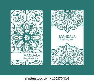 Vector envelopes for wedding invitation with laser cut pattern. Mandala, layout, design, Eastern, ethnic style wedding invitations. Collection envelopes for laser cutting mandala