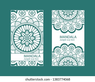 Vector envelopes for wedding invitation with laser cut pattern. Mandala, layout, design, Eastern, ethnic style wedding invitations. Collection envelopes for laser cutting mandala