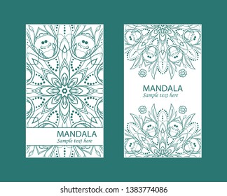 Vector envelopes for wedding invitation with laser cut pattern. Mandala, layout, design, Eastern, ethnic style wedding invitations. Collection envelopes for laser cutting mandala