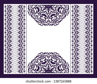 Vector envelopes for wedding invitation with laser cut pattern. Mandala, layout, design, Eastern, ethnic style wedding invitations. Collection envelopes for laser cutting mandala