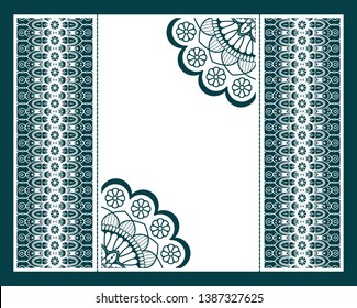 Vector envelopes for wedding invitation with laser cut pattern. Mandala, layout, design, Eastern, ethnic style wedding invitations. Collection envelopes for laser cutting mandala