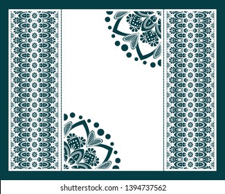 Vector envelopes for wedding invitation with laser cut pattern. Mandala, layout, design, Eastern, ethnic style wedding invitations. Collection envelopes for laser cutting mandala