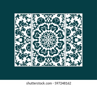 Vector envelopes for wedding invitation with laser cut pattern. Mandala, layout, design, Eastern, ethnic style wedding invitations. Collection envelopes for laser cutting mandala