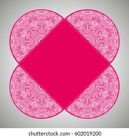 Vector envelopes for wedding invitation with laser cut pattern. Mandala, layout, design, Eastern, ethnic style wedding invitations. Collection envelopes for laser cutting mandala in pink.