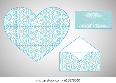 Vector envelopes for wedding invitation with laser cut pattern. Mandala, layout, design, Eastern, ethnic style wedding invitations. Collection envelopes 