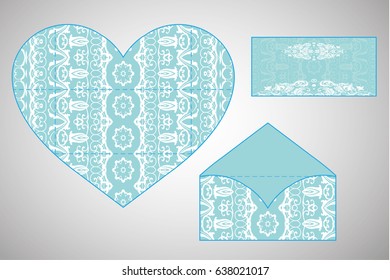 Vector envelopes for wedding invitation with laser cut pattern. Mandala, layout, design, Eastern, ethnic style wedding invitations. Collection envelopes for laser cutting mandala