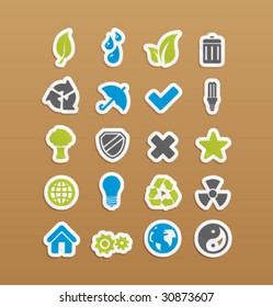 Iconos de entorno de vectores en pegatinas