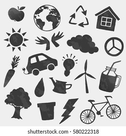 Vector environment icons shapes set. Bio, vegan, ecology