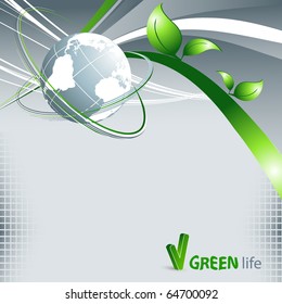 vector environmental background with globe and copy space