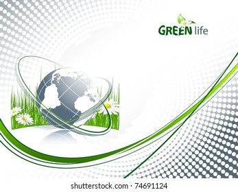 vector environmental background with globe and copy space