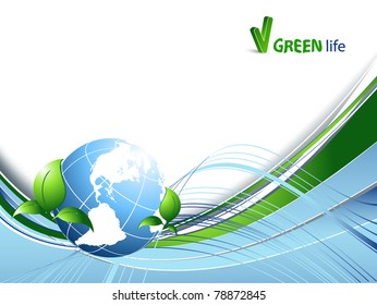 vector environmental background with globe and copy space