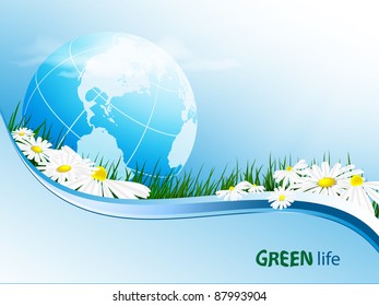 vector environmental background with globe and copy space. Eps10