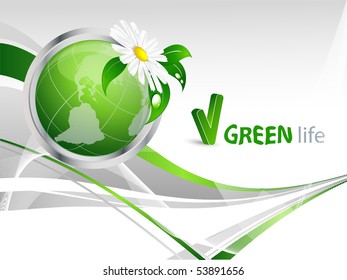 vector environmental background with globe-button  and copy space. Eps10