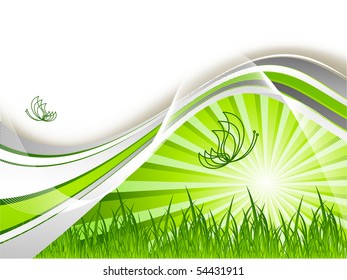 vector environmental background with grass and copy space