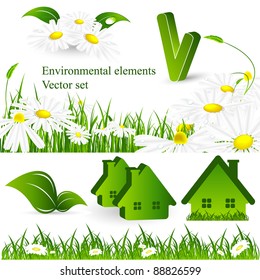 vector environmental design elements over white background