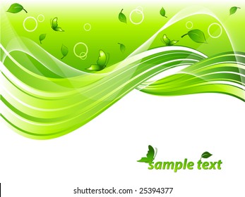vector environmental header with leaves, butterflies and  copy space