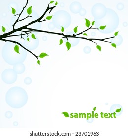 vector environmental illustration with spring tree and copy space