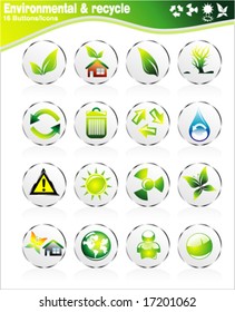 VECTOR Environmental and Recycle Button Icons collection (High detailed)