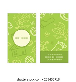 Vector environmental vertical round frame pattern business cards set