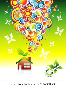 VECTOR Environmetal and Recycling House with bubbles smoke.