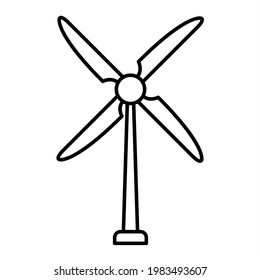 Vector Eolic Turbine Outline Icon Design
