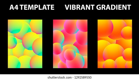 Vector EPS 10 a4 Gradient Set. Different colors. Modern Smartphone screen, mobile app Template. Design for Wallpaper, background, banner, flyer, Social media post