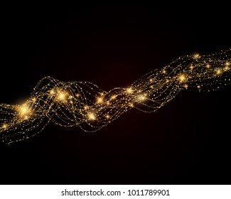 Vector eps 10 abstract golden lines shiny glitters glowing lights