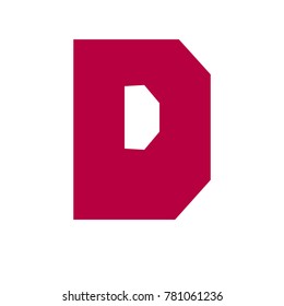 Vector eps 10 angular cornered geometric awkward red letter d lettering d isolated on white