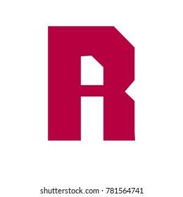 Vector eps 10 angular cornered geometric awkward red letter r lettering r isolated on white