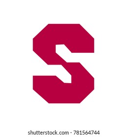 Vector eps 10 angular cornered geometric awkward red letter s lettering s isolated on white
