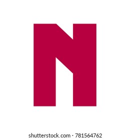 Vector eps 10 angular cornered geometric awkward red letter n lettering n isolated on white