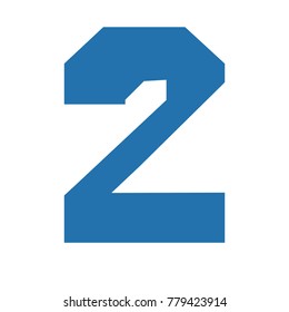 Vector eps 10 angular geometric awkward blue numver 2 two isolated on white