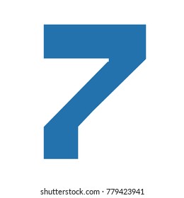 Vector eps 10 angular geometric awkward blue numver 7 seven isolated on white