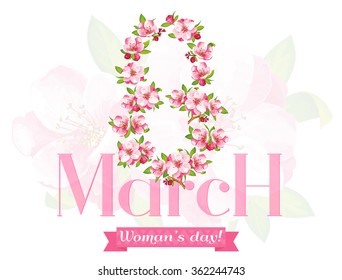 VECTOR eps 10. Beautiful SAKURA Wreath in kind of number 8. For Mother's day, Valentine's day, Greeting, Wedding invitations and others romantic ways to use this illustration. Enjoy new in portfolio!