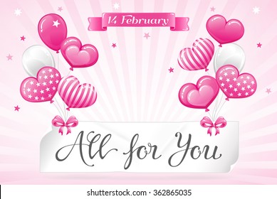 VECTOR eps 10. Big JPEG preview. Design for Mother's day, Valentine's day, Greeting, Wedding and others romantic ways to use this illustration. Enjoy different  balloons colors in my portfolio!
